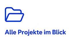 Folder icon with the heading 'Alle Projekte im Blick' indicating an overview of all projects