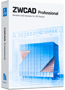 Box of ZWCAD Professional software featuring a blue isometric building graphic and the tagline 'Reliable CAD Solution for 2D Design'.