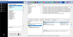 Project Center UI: left navigation panel with a folder tree and three right-side panes showing projects, cockpit data, and file details.